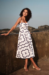 Corset Detailed Strappy Dress-Blue